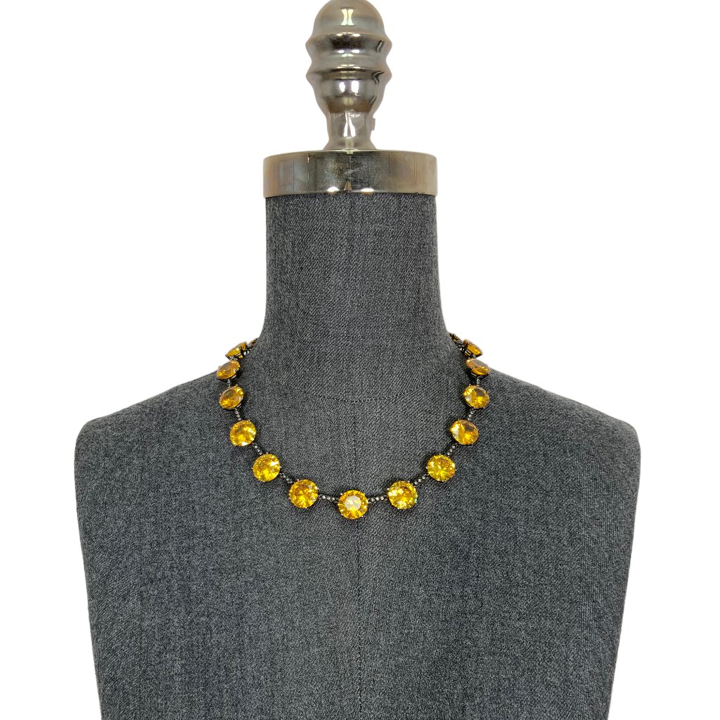 Bottega Veneta Oxidized Sterling Silver Cubic Zirconia Necklace